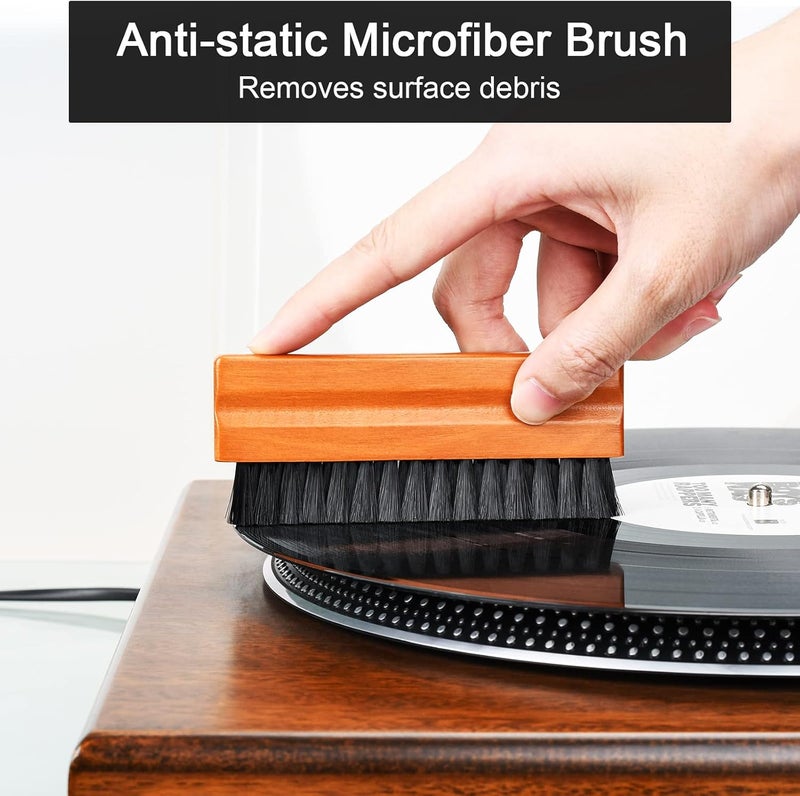 Opula 7-in-1 Vinyl Record Cleaning Kit Complete - Vinyl Record Cleaner Solution - Velvet Brush - Microfiber Brush - Stylus Brush - Label Protector - Air Blower - Brush for Velvet, Restore LPs Album - Image 3